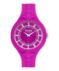 [Free Shipping] Versus Versace Women's 2 Hand Quartz Fire Island Pink Silicone Watch 39mm Pink