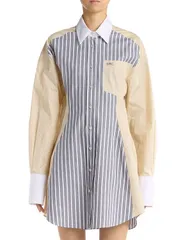 ステラマッカートニー レディース トップス ワンピース コットン Stella McCartney Cotton Stripe Dress Pale Yellow イエローのサムネイル