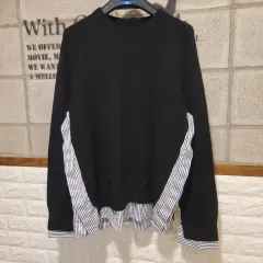 Juun.J ストライプ レイヤード ニット L