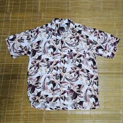 90s00s 45rpm 薄手キュプラ アロハシャツ ハワイアンシャツ 3 紺 