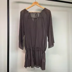シルク シースルー リボン結び ピンタック レイヤード ブラウス