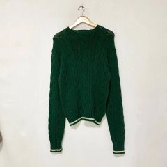 美品sacai 668 ケーブル編みセーター サイズ1 アイボリー/グリーン 