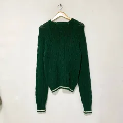 ポロ ラルフローレン ケーブル編み ニット グリーン ケーブル編み ニット 80 ユニセックス ヴィンテージ