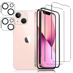 【新品】 【ガイド枠】-旭硝子素材製 いphone13mini ガラスフィルム 2枚+ iPhone 13 mini カメラフィルム 2枚 硬度9H iphone 13 mini ガラスフィルム 飛散防止 いphone13mini 用の フィルム 高感度タ 1