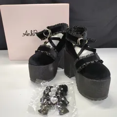 【D41936】未使用 Ank Rouge キラキラビジューベロアリボン厚底シューズ　表記サイズL（24～24.5ｃｍ）のサムネイル