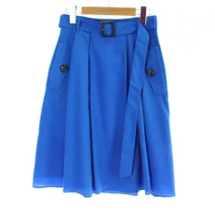 ブルーレーベルクレストブリッジ BLUE LABEL CRESTBRIDGE ベルトスカート 36 青 ブルー フラップポケット /AB ■OS