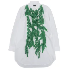 未使用品▲COMME des GARCONS HOMME PLUS コムデギャルソンオムプリュス 24SS PM-B008 リーフデザイン ロング 長袖シャツ ホワイト グリーン S 日本製 正規品 メンズ