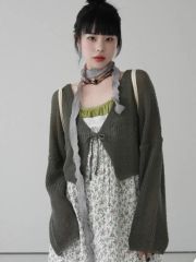 POPPY あさぎーにょ ラッフルボリュームカーディガン グリーン ボレロ