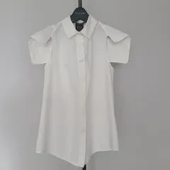 Alexander McQueen アレキサンダー・マックイーン XS 白 ノースリーブ シャツ ブラウス W-민-062のサムネイル