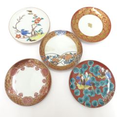 花鳥柄金彩皿・4枚 絵皿 プレート 骨董 アンテーク レトロ 陶器食器