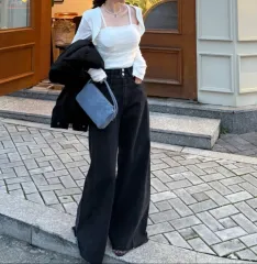 ブラックデニム ワイド デニム パンツ