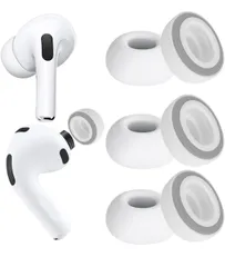 ★KASOTT AirPods Pro 3 用 イヤーピース シリコン+低反発形状記憶フォーム (第3世代対応) イヤーチップ 脱落防止 フィット感 柔らかく快適 遮音性 イズ低減 音質向上 滑り止め 充電ケースに完全互換 (グレー, Lサイズ 3組)