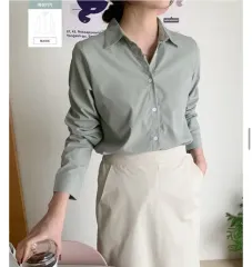 シワのないベーシック シャツ アッシュカーキ M