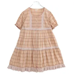 【美品】ピンクハウス★オリチェpt&ニットレース♪チュニックブラウス オレンジ系 前開き パフ袖♪薄手 z19617のサムネイル