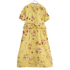 ピンクハウス★華やかなクラシカルデザイン♪襟付き パフスリーブ 前開き ワンピース イエロー系 z19635