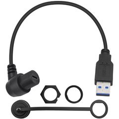 Duttek L字型USB Type C USB3.0パネルフラッシュ防水ケーブル USB 3.0オスからUSB Type Cメス 車ダッシュボードマウント防水ケーブル 車 ボート オートバイ用 (1フィート/30cm)