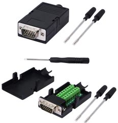 SinLoon VGA DB15 Crimp Connector 3 + 9 D-SUB 15-pin VGA 3-Row Breakout Board Adapter (with Case) + Driver (2-piece set, QOS)