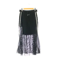 メゾンスペシャル MAISON SPECIAL 24SS Side Line Mesh Skirt スカート フレア ロング F ブラック /HK ■OS