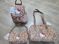 計2個 ハローキティ ハッピーバッグ ピンクヒョウ柄1個とグレー