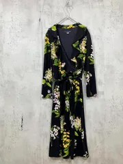 TOMMY HILFIGER トミーヒルフィガー 花柄 フリル 長袖 カシュクールデザイン ワンピース 黒 ■◇ レディース