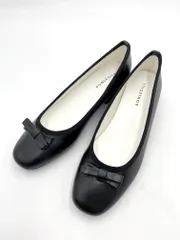 美品 BONLECILL ボンルシール リボンデザイン チャンキーヒールバレエ シューズ sizeS/黒 ■■ レディース