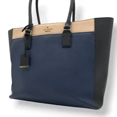 kate spade ケイトスペード トートバッグ ショルダーバッグ ワンショルダー 肩掛け レザー 本革 ネイビー 紺色 ブラック 黒 ピンクベージュ バイカラー 大容量 A4収納可 エレガント 通勤 通学 デイリー 鞄 自立可 レディース S75