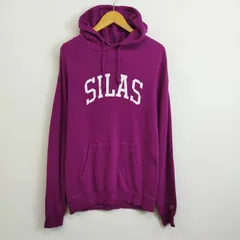 SILAS サイラス プルオーバー パーカー フーディー スウェット フロント ビッグ ロゴ コットン ストリート 古着 パープル系 M E66のサムネイル