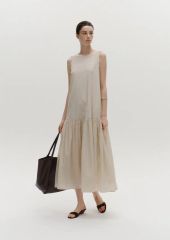 ebure エブール今期 コットンシャンブレーツイル巻き風フレアスカート