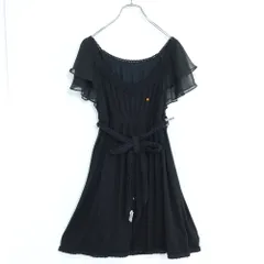 ピンクハウス★シフォン&ニットレース♪カットソーワンピース チュニック 黒系  カシミヤブレンド 無地 z19984のサムネイル