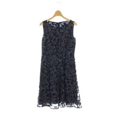 美品 アナイ 総レースワンピース ノースリーブ ロング 花柄 黒 M B2438