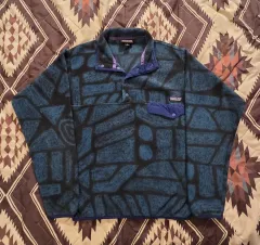 15FW patagonia パタゴニア Synchilla（シンチラ） スナップT ブルー ジオメトリック パータン