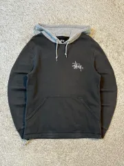 S ステューシー STUSSY ビックロゴ ツートン バイカラー WHO フードTシャツ チャコール