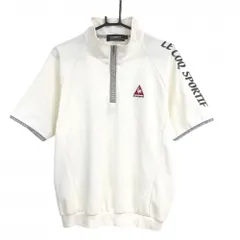 ルコックゴルフ 半袖ハイネックシャツ 白 ハーフジップ ロゴレッド メンズ L ゴルフウェア le coq sportif