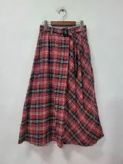 新品) CHARMBERRYTIC レッド CHECK ロング スカート