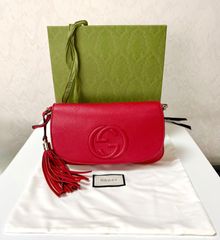 GUCCI SOHO ソーホー チェーン ショルダーバッグ フリンジ 赤 - メルカリ