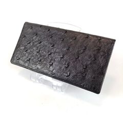 未使用級 極美品】OSTRICH オーストリッチレザー 長財布 ブラック 黒 