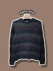 未使用 ロベルトコリーナ 上質 イタリア製 オレンジ 丸首 長袖 ニット 