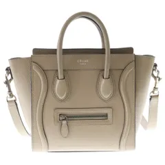 CELINE (セリーヌ) ラゲージ ナノ 2WAYバッグ ハンドバッグ ショルダーバッグ トートバッグ ベージュ レザー シルバー金具