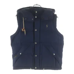 POLO RALPH LAUREN (ポロラルフローレン) ポロ ワンポイントロゴ刺繍 フーデッド ダウンベスト ネイビー 0200011692