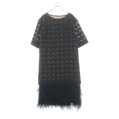 DRIES VAN NOTEN (ドリスヴァンノッテン) シアー 総柄ジャガード レイヤードデザイン 半袖 タイト ワンピース ブラック レディースのサムネイル