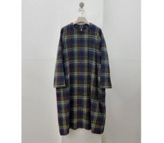 新品】CRESCENT DUO ロングワンピース 綿／ネイビー系チェック - メルカリ