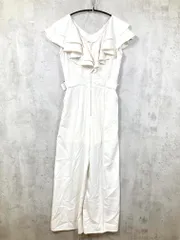 rienda リエンダ ダブルフリルZIPデザインロンパース オールインワン sizeM/オフホワイト ■■◎レディース