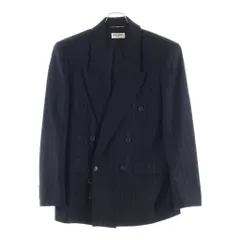 SAINT LAURENT PARIS (サンローランパリ) ストライプ柄 3B ダブルブレスト ウールテーラードジャケット ブラック 771647 Y1H24のサムネイル