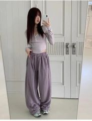 デプレ ウェービーダイヤゴナル プリント テーパードパンツ シルク混