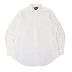 90s ポロラルフローレン ワイドカラー コットンシャツ 43-86 白 無地