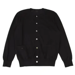 パパスPapas ラウンドネックコットンニットカーディガン  黒Mのサムネイル