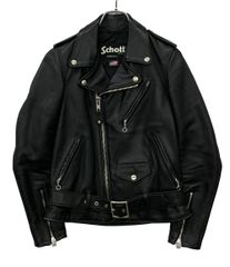 SHIPS × SCHOTT シングルライダースジャケット コットン ブラック