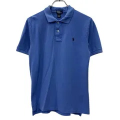 90s POLO by RALPH LAUREN 半袖 ポロシャツ L キッズ ブルー ポロバイラルフローレン ハーフボタン 90年代 ポニー刺繍 夏物 a805-5080のサムネイル
