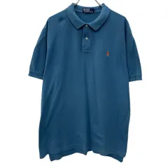 90s POLO by RALPH LAUREN 半袖 ポロシャツ XXL ブルー ポロバイラルフローレン ハーフボタン 90年代 ポニー刺繍 夏物 a805-5103