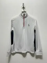 ポロラルフローレン 白 ハーフジップアップ 長袖Tシャツ M